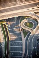 Top view of highway interchange in Dubai photo