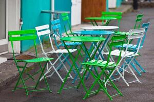 Bright Multicolor Cafe Tables and Chairs photo