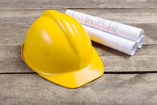 Blueprints, Hardhat or safty helmet photo