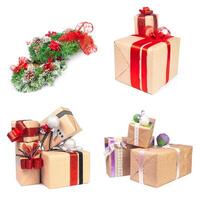 Group of Christmas objects isolated on white background photo