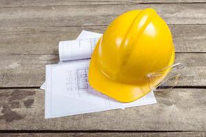 Blueprints, Hardhat or safty helmet photo