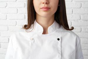 White Chef Shirt With Buttoned Collar and Patch Pocket photo