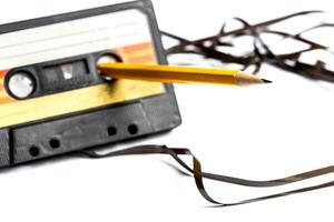 vintage cassette tape isolated white background photo