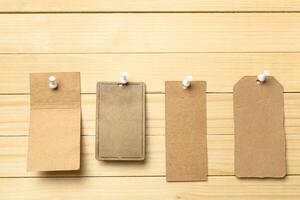label on wooden background photo