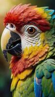 A close up of a colorful parrot photo