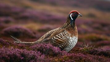 A pheasant is standing in the middle of a field photo