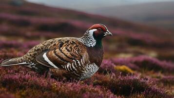 A pheasant is standing in the middle of a field photo
