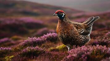 A pheasant is standing in the middle of a field photo