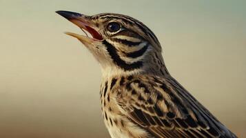 A close up of a bird with its mouth open photo