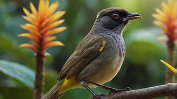 A small bird is sitting on a branch photo