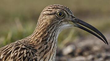 A close up of a bird with a long beak photo