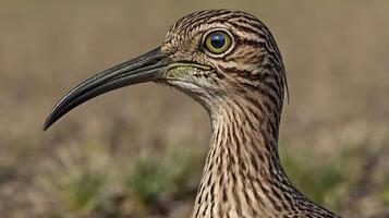 A close up of a bird with a long beak photo