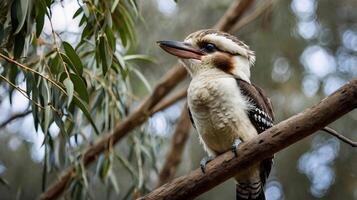 A bird sitting on a branch with its beak open photo
