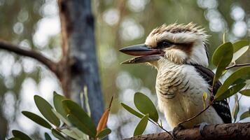 A bird sitting on a branch with its mouth open photo