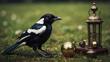 Magpie, clock, bird, clock, clock, clock, clock, clock, clock, photo
