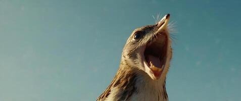 A bird with its mouth open and its beak open photo