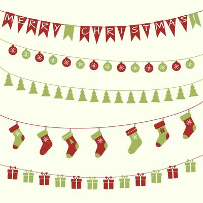 set of Christmas decorative festive garlands