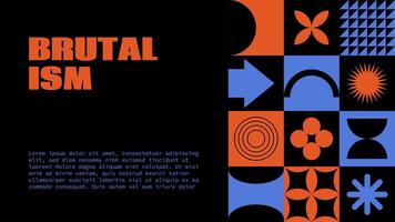 Brutalism presentation template. abstract minimal geometric shapes retro background for banner, header vector