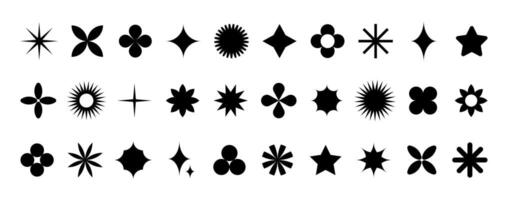 Brutalism abstract geometric shapes. set of retro y2k minimal graphic icons, logos, design elements vector