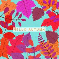 Hello autumn background, with abstract autumn leaves, templates for placards, banners, flyers, presentations, reports, sales, header, cover, social media, fashion ads, decor. vector