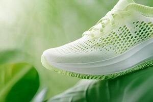 Close-up view of a sustainable sneaker crafted from recycled materials highlighting eco-friendly design photo