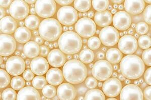Elegant seamless pearl bead arrangement in soft ivory and cream tones for minimalist design projects photo