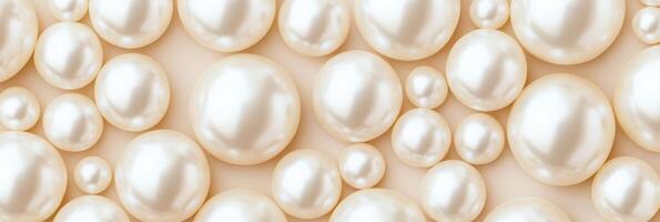 Elegant seamless background of pearl beads in soft ivory and cream tones for a minimalist design photo