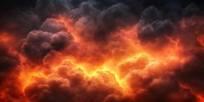 Dramatic dark clouds illuminated by an eerie red glow creating a mystical, abstract atmosphere photo