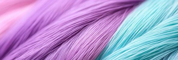 Close-up of soft fabric texture featuring deep violet and mint tones in calming, natural lighting photo