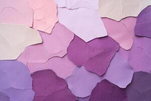 Close-up view of textured paper pieces in shades of plum and wine red with soft lighting for a vintage feel photo