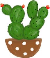 a drawing of a cactus in a pot vector