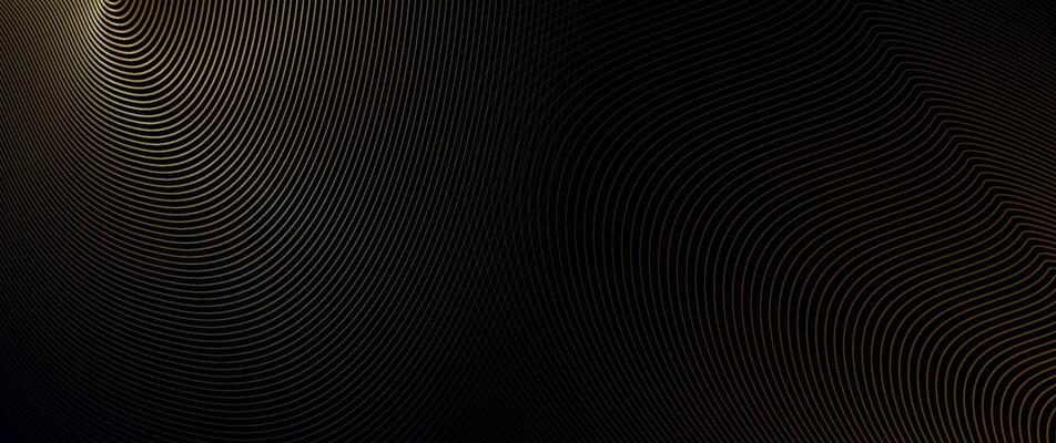 Abstract bright gold, yellow circle line and light glitter texture design on black color background. Illustration luxury element, golden decoration for wallpaper, template, banner