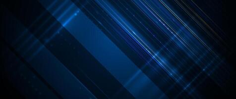 Abstract lines pattern design and light effect. High speed movement and motion blur over dark blue background. Illustration futuristic, Cyber hi tech connection technology, cyberspace concept. vector