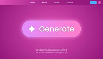 Generate artificial intelligence landing page. Machine learning technology concept. vector
