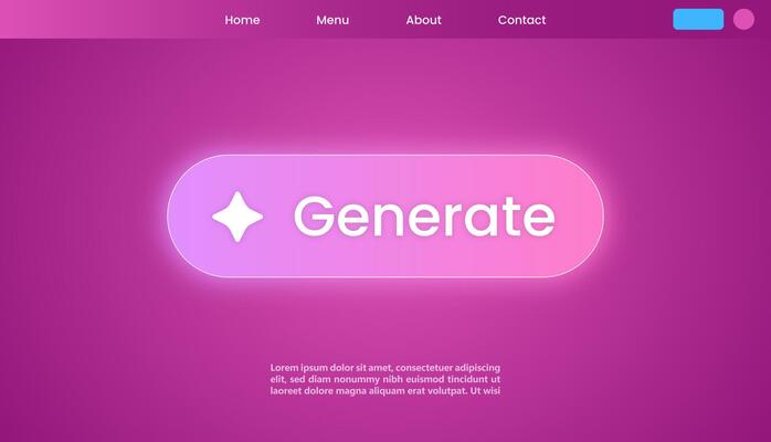 Generate artificial intelligence landing page. Machine learning technology concept.
