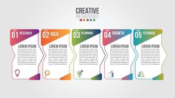 Business Infographic design template with icons and 5 numbers options or steps. vector