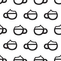 Outline design. Coffee cups. Seamless pattern. Illustration on white background. vector