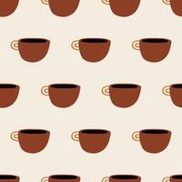 Design for coffee shop. Coffee cups seamless pattern. Hand drawn illustration. vector