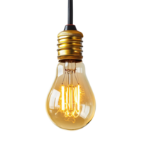 A golden light bulb illuminated softly minimalist setting png