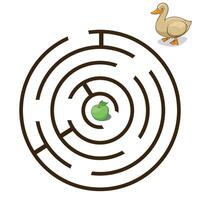 Game labyrinth find a way duck cartoon colorful illustration vector