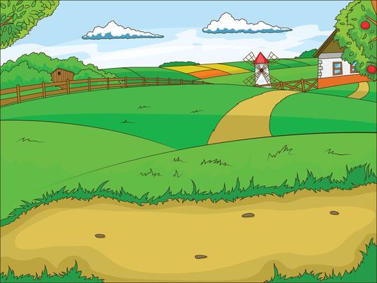 Farm cartoon colorful educational game background illustration