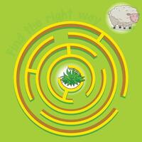 Game labyrinth find a way sheep illustration vector