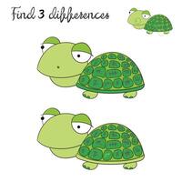 Find differences kids layout for game turtle tortoise cartoon doodle hand drawn illustration vector