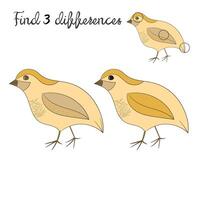 Find differences kids layout for game quail cartoon doodle hand drawn illustration vector