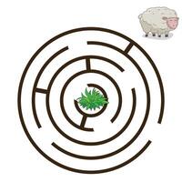 Game labyrinth find a way sheep cartoon colorful illustration vector