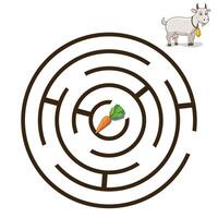Game labyrinth find a way goat cartoon colorful illustration vector