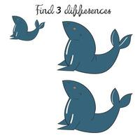 Find differences kids layout for game seal doodle hand drawn cartoon illustration vector