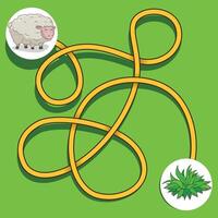 Layout for game labyrinth find a way sheep illustration vector