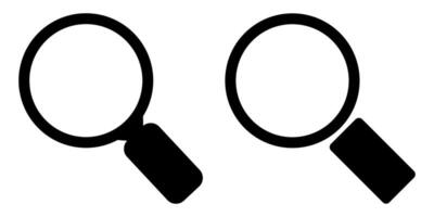 Black magnifying glass icons. Magnifying glass search loupe. Symbol of business analysis. Zoom in and out vector
