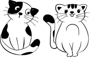 Two black and white cats are sitting next to each other vector